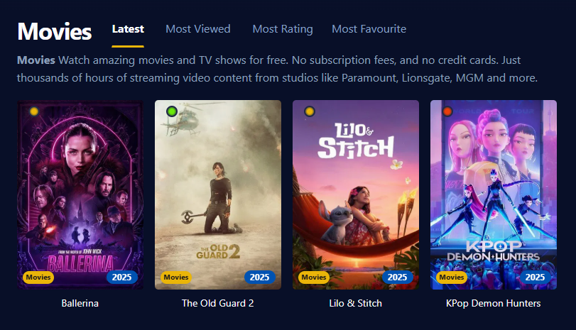 Screenshot of the WatchSeries user interface